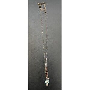 LIZ PALACIOS S. F. NECKLACE blue floral bronze crystal
